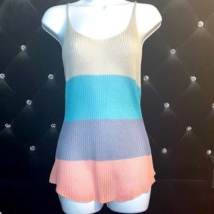 Boutique Open Knit Striped Tank